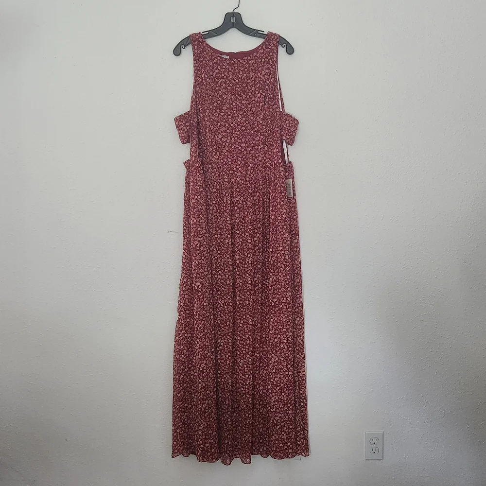 DAVID'S BRIDAL: NWT Floral Printed Chiffon A-Line Dress - Picture 4 of 9